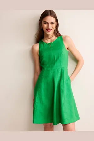 Boden Carla Linen Short Dress-Kelly Green Female