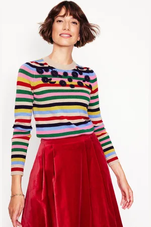 Boden Embroidered Floral Jumper-Multi, Rainbow Female