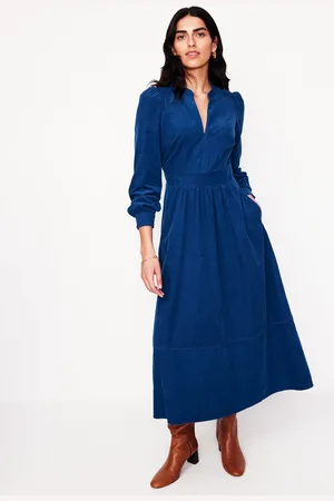Boden Zoe Zip Up Cord Midi Dress-Atlantic Female