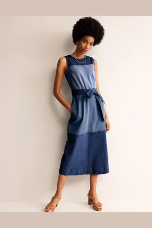 Boden Hotch Denim Midi Dress-Hotched Denim Female