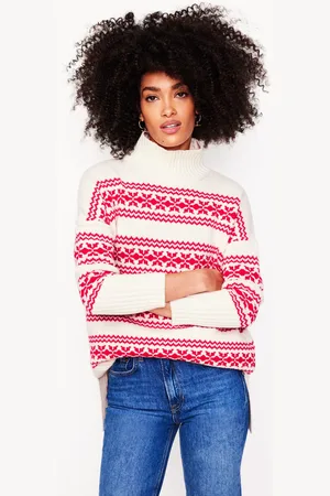 Boden Jessica Oversized Jumper-Red Fair Isle Female