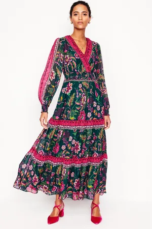 Boden V-Neck Ruffle Maxi Dress-Multi, Blossom Flourish Female
