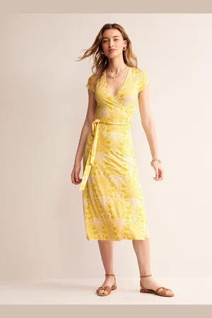 Boden Joanna Cap Sleeve Wrap Dress-Passion Fruit, Gardenia Swirl Female