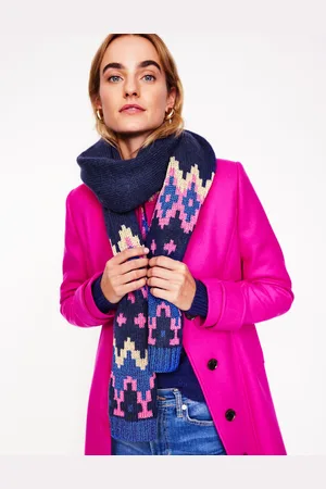 Boden Chunky Fair Isle Scarf-Navy Female