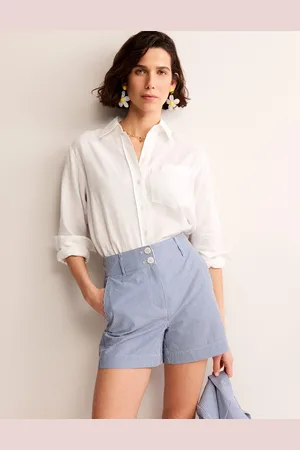 Boden Westbourne Seersucker Shorts-Blue Ivory Stripe Female