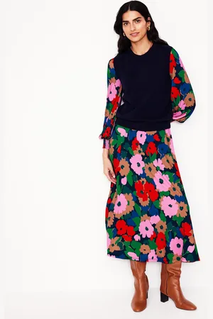 Boden Ivy Smocked Midi Dress-Multi, Painterly Meadow Female