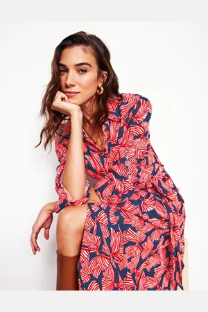 Boden Kate Midi Shirt Dress-French Navy, Bow Scatter Female