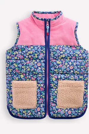 Boden Borg Mix Collared Gilet-Sapphire Blue Nautical Floral Female