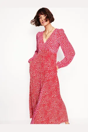 Boden Lisa Long Sleeve Tea Dress-Pink, Heart Cluster Female