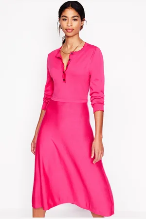 Boden Scallop Henley Knitted Dress-Pink Peony Female