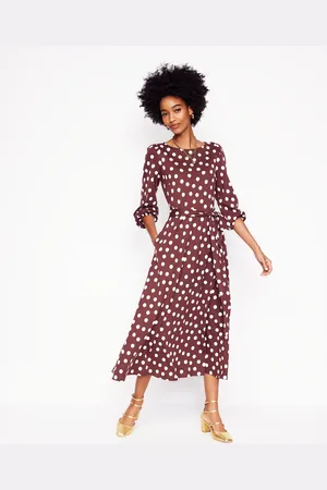 Boden Leandra Jersey Midi Dress-Chestnut, Abstract Dot Female