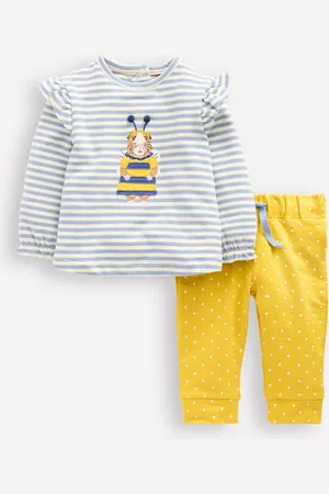 Boden Appliqué Jersey Play Set-Vintage Blue and Ivory Stripe Female