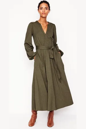 Boden Maeve Trim Jersey Midi Dress-Classic Khaki Female