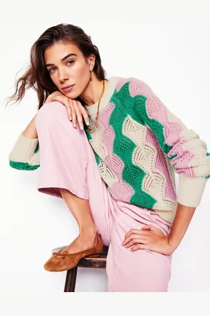 Boden Alice Fluffy Raglan Jumper-Warm Ivory/ Soft Lavender Pink Female