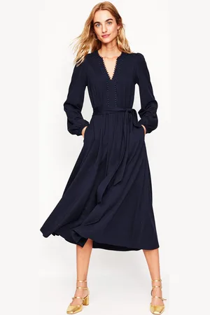Boden Maeve Trim Jersey Midi Dress-Navy Female