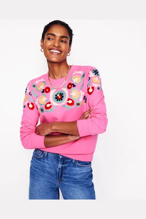 Boden Hannah Embroidered Sweatshirt-Pink Rose Female