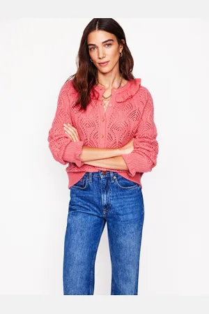 Boden Alice Fluffy Stitch Cardigan-Salmon Pink Female