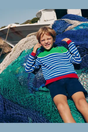 Boden Everyday Cotton Jumper-Kingfisher Blue/Rich Emerald Male