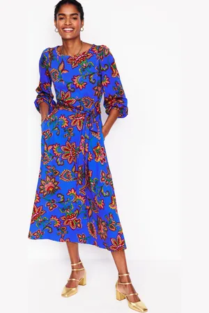 Boden Leandra Jersey Midi Dress-Gallery Blue, Whimsical Vine Female
