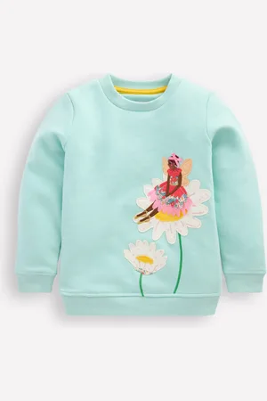 Boden Applique Sweatshirt-Spring Green Daisy Fairy Female