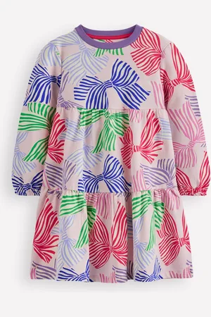 Boden Dixie Tiered Sweatshirt Dress-French Pink Bows Female
