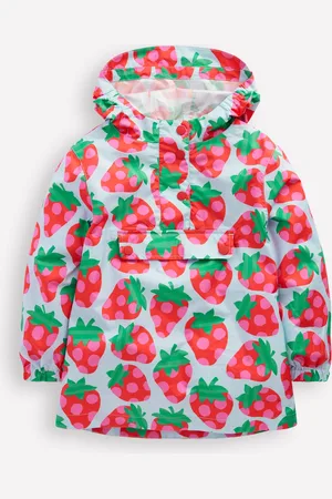 Boden Waterproof Pack-away Jacket-Misty Blue Strawberry Female