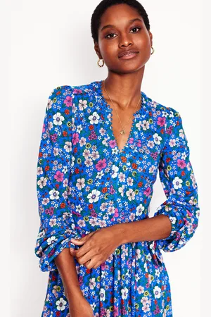 Boden Maeve Trim Jersey Midi Dress-Gallery Blue, Blossom Scatter Female