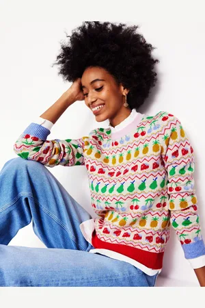 Boden Edie Fair Isle Jumper-Ecru Marl, Fruit Female