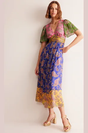 Boden Empire Ruched Maxi Dress-Cashmere Rose, Wild Paisley Female