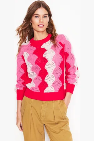 Boden Alice Fluffy Raglan Jumper-Poppy Red/ Chalk/ Tickled Pink Female