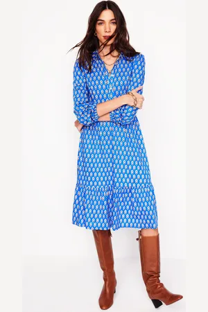 Boden Jemima Tiered Jersey Dress-Gallery Blue, Camellia Stamp Female