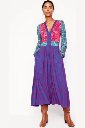 Boden Lily Long Sleeve Midi Dress-Multi, Heart Cluster Female