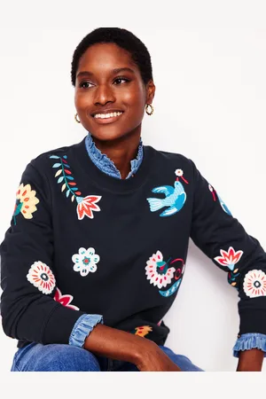 Boden Hannah Embroidered Sweatshirt-Navy, Conversational Female