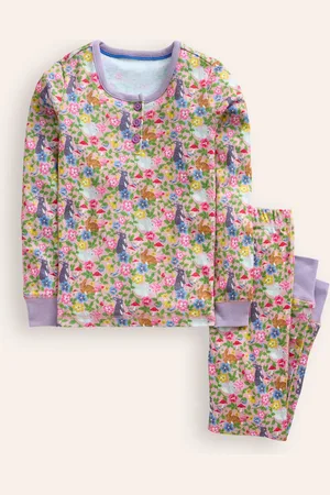 Boden Snug Henley Pyjamas-Vintage Pink Bunny Field Female