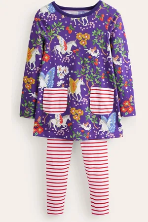 Boden Print Tunic and Leggings Set-Blue Enchanted Unicorn Female