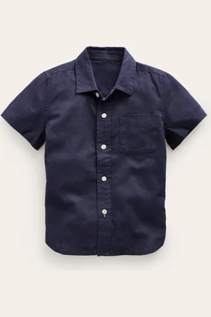 Boden Cotton Linen Shirt-Navy Male