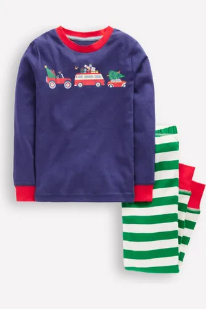 Boden Snug Long John Pyjamas-Christmas Cars Male