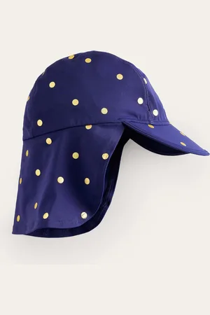 Boden Printed Sun-Safe Swim Hat-Navy Foil Spot Female