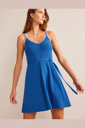 Boden Crochet-Trim Knitted Dress-Sapphire Female