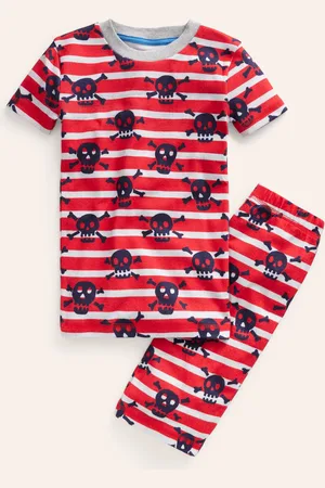 Boden Snug Short John Pyjamas-Salsa Red Skull Stripe Male