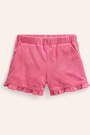 Boden Frill Hem Towelling Shorts-Rose Pink Female