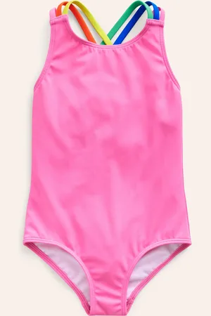 Boden Rainbow Cross-Back Swimsuit-Strawberry Milkshake Female