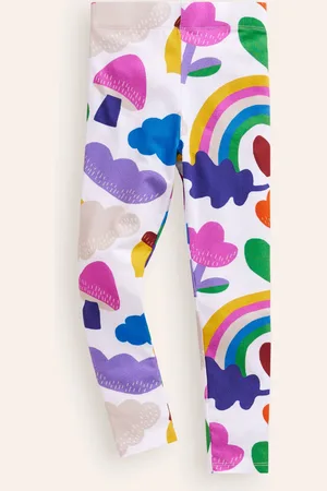 Boden Fun Cosy Leggings-Oatmeal Marl Rainbow Collage Female