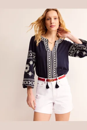 Boden Denim Shorts-White Female