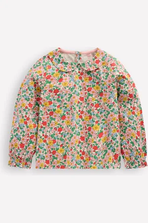 Boden Collared Jersey Top-Vanilla Apple Blossom Floral Female