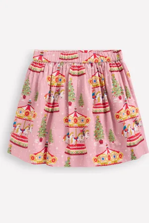 Boden Printed Pull-On Twirly Skirt-Vintage Pink Carousel Female