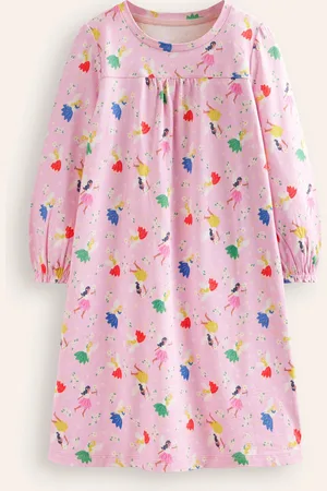 Boden Printed Long-sleeved Nightie-Boto Pink Fairies Female