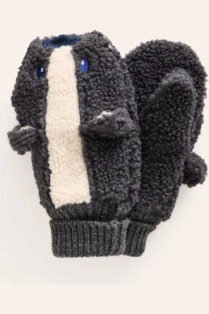Boden Novelty Borg Mittens-Kingfisher Blue Badger Male