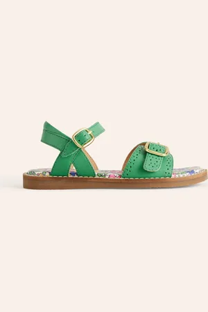 Boden Leather Buckle Sandals-Green Unisex