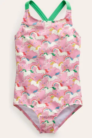 Boden Cross-back Printed Swimsuit-Formica Pink Unicorns Female